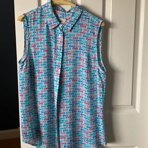 Talbots button down sleeveless shirt